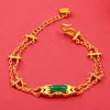 Kadın Yeşil Yeşim 24 K Altın Plaka Charm Bilezikler NJGB155 Moda Düğün Hediyesi Kadınlar Sarı Altın Kaplama Bilezik