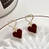 Dangle & Chandelier Karopel Fashion Heart-shaped Earrings Retro Joker Wine Red Hearts Contracted Long For Women Jewelry Making