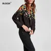 BLSQR Vintage V-hals Bloemen Patroon Bodysuit Crossover Design Losse Lange Mouw Playsuit Casual Chic Tops Blusas 210430