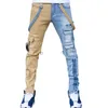 50 de réduction ~ Jeans pour hommes, salopette droite pour hommes, surdimensionnée, Hip-hop, jaune, bleu, Denim, pantalon à la mode, décontracté