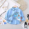 Baby Boy Koszule Summer Born Boys Printe Dinosaur Casual Z Długim Rękawem Topy Odzież dla niemowląt dla Bebes Top Tees 210713