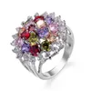 Anillo de bodas anillo led nail jewels bijoux inoxydable verpackung schmuck Purple zircon big flower lady zircon ring