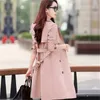 Plus Size 3XL Mulheres Trench Coat Primavera Outono Dupla Breasted Windbreaker Outerwear Feminino Casual Long 210430