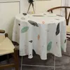 150 cm Masa Örtüsü Pamuk Keten Yuvarlak Kumaş Yemek Kapağı Nordic Baskılı Ev Dekor Beyaz Yeşil Toz Mutfak 211103