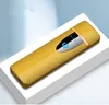 Novelty Electric Touch Sensor Cool Lighter Fingeravtryck USB Uppladdningsbara bärbara vindtäta tändare Rökning Tillbehör4 Färger