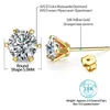 18K Gold 05-1 D Color Moissanite Gemstone Stud Earrings for Women Solid 925 Sterling Silver Solitaire Fine Jewelry