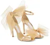 gold bow sandals