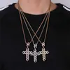 Ketting Hip Hop Iced Out Cubaanse Link Chain Cross Cnecklace Pendant CZ met roestvrijstalen touwketting