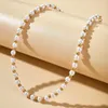 CHOKERS Affascinante Pearl Love Heart Nappa Catene Clavicle Catene semplici perle colorate Conch Collana girocollo per donne gioielli da sposa Morr22