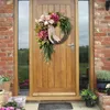 Farmhouse Pink Hortengea Wreath Rustic Home Decor Garland Artificial For Door Wall Decor Q08124186213