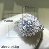 Gorgeous Silver Color Sunflower Shaped Women Wedding Rings Dazzling Crystal Zirconia Fashion Engage Proposal Ring Jewelry