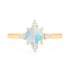 925 Sterling Sier North Star Ring i Opal Faceted Cut Natural Opal Engagement Ring för gåva