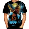Men 3D Soaring Eagle Print T Shirt O Neck Short Sleeve Animal Funny Streetwear Summer Casual Loose Male Tees Tops 210629