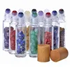 Bottiglie di olio essenziale da 10 ml Rotolo di vetro su bottiglie di profumo con sfera di cristallo di cristallo di pietra di quarzo naturale schiacciato Bamb7604076