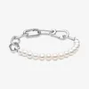 Fine jewelry Authentic 925 Sterling Silver Bead Fit Pandora Charm Bracelets r Link Charn Freshwater Cultured Pearl Bracelet Safety Chain Pendant DIY beads