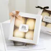 10st White Paper Packaging Bow med fönsterkaka godis chokladkaka bakplattor bröllop baby shower packning presentförpackning