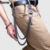 Mens Hip Top Punk Rock Jeans Pants Trousers Wallet Waist Chain Men's Skull Ghost Head Metal Chains Two Strands Biker Keychain