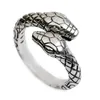 Vintage Mannen Vrouwen Opening Resizable Double Head Snake Ringen 925 Zilveren Punk Hip Hop Sieraden Rap Rock Cultuur Dieren vorm Ring