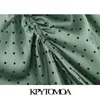 Vintage Elegant Polka Dot Pleated Midi Skirt Women Fashion Elastic Waist Side Zipper Slit Female Skirts Chic Faldas Mujer 210621