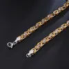 Gold Silver Byzantine Flat Necklace Stainless Steel Link Chain For Men Jewelry Length 22'' Width 6 mm274c