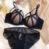 NXY Seksi Set Moda Kırmızı Hollow Out Sutyen Ve Külot Seti Saf Renk Sexy Lingerie Derin V Push Up Sütyen Dantel Kadın İç Çamaşırı Artı Boyutu C D 1127