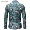 Autumn Coconut Pattern Floral Men's Shirt Hawaii Beach Long Sleeve Men Button up Casual Shirt Cotton Print Slim Shirt hombre 210524