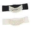 Ceintures mode perle femmes boucle en métal incrustation strass taille élastique ceinture large pour femmes