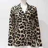 ACHOAEE Vintage Blusa Longa Leopardo Leopardo Impressão Blusa Desligado Collar Escritório Camisa Túnica Casual Hot Tops Plus Size Blusas 210323