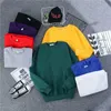Solid Color Sweatshirts Men's Round Neck Pullover Casual Hoodless Top Loose Bottoming Shirt Fashion Men Clothes Streetwear2021 Hoodies &