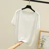 T-shirt femme T-shirt femme T-shirts oversize 2022 Mode d'été Vêtements décontractés Manches courtes Plus Size Tops Ice Silk O Neck Camiseta Mujer