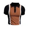 Dzianiny Paski Koszulki Polo Mężczyźni Lato Kontrast Kolor Slim Casual Polo Shirt Business Socjalny Lapel Tee Topy Social Streetwear 210527