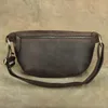 Skórzana torba talii Unisex Crazy Horse Men Chest Vintage Fanny Packs Kobiety Prawdziwej Skóry Ramię Ramię