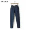 GCAROL femmes taille haute Denim Jeans Vintage Slim maman Style crayon qualité basique pantalon pour 4 saison 210809