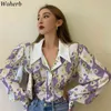 Streetwear Blouses Women Topsf Loral Print Vintage Korean Blusas Mujer Spring Summer Long Sleeve Office Lady Shirts 210519