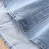 Весна осень 2 3 4 5 6 8 10 лет детская одежда дрововика шеи с длинным рукавом джинсовая блузка рубашка для детей Baby Girls 210529