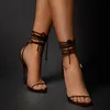 2021 designer shoes gladiator sandals cross tied fashion stiletto heel Micro Suede ankle wrap chic super high heels women party5198593