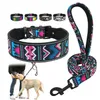 Weiches Nylon-Hundehalsband und Leine-Set, reflektierend, gepolstert, modisch bedruckt, verstellbare Haustiere für mittelgroße und große Hunde 210911