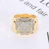 CZ Rings for Mens Full Diamond Geometric Hip Hop 아이스 아웃 링 골드 실버 도금 쥬얼리 3284232