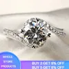 Gratis verstuurd certificaat zilver 925 ring luxe ronde lab diamant verlovingsringen voor vrouwen trouwband zilver 925 sieraden geschenk x0715