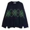 Geometrisk mönster Mode Basic Hit Casual Regular Female Women Långärmad Alla Match College Wind Sweaters 210922