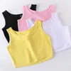 Korean Style Modal Summer Yellow Black Solid Color Camis Vest Tanks Girls Stretch Crop Tops 2021 New Plus Size S M L L 3XL X0507