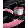 Steering Wheel Covers 15 Inch Universal Car Cover Cute Carbon Fiber Synthetic Leather Handle For Girl And Women