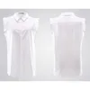 Undanröjning!!! 100% bomull ärmlös kvinna blus sommar stil skjorta vita kvinnliga topp damer kontorsskjortor för 210427