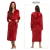 Women's Sleepwear Lovers Nightgown Thick Coral Fleece Pajamas In Autumn And Winter Long Hooded Flannel Home Service