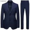 Luxus Herren Grau Anzug Mode Party Hochzeit Bräutigam Smoking Trauzeugen 2 Stück Anzug (Jacke + Hosen) männliche Kostüm Mariage Homme 210524