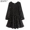 Zevity Kvinnor Elegant Blomstryck Elastisk Pläterad Design Casual Slim Klänning Kvinna Chic Puff Sleeve Kimono Vestidos DS8225 210603