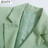 Zeefity vrouwen vintage kraag kraag effen kleur korte slanke blazer jas vrouwelijke één knop bovenkleding chic crop tops CT716 211122