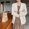 Aelegantmis Leinen Dünne Dünne Frauen Einreiher Vintage Blazer Jacke Koreanische Frühling Elegante Büro Dame Einfache Weibliche 210607