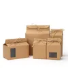 2021 Tea Packaging Box Gift Wrap Cardboard Kraft Paper Bag Folded Nut Boxes Food Storage Standing Up Packing Bags