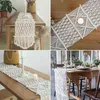 35x220cm Czeski Crochet Hollow Stół Biegacz Z Tassels Do Bankiet Wesele Party Table Cover Nordic Obrus ​​Decoration 211117